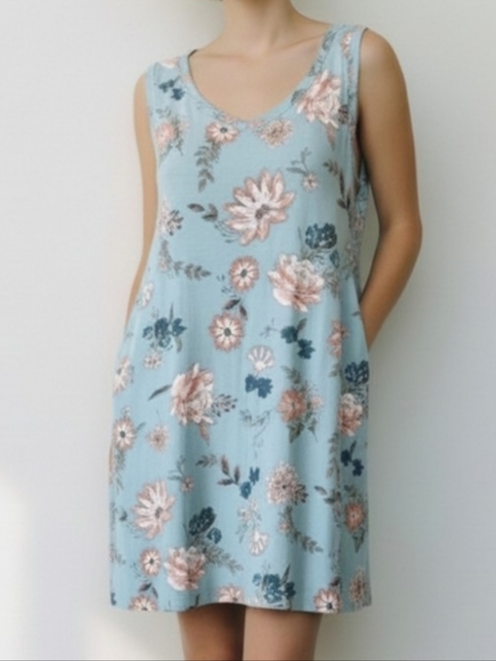 Loft - Floral Sleeveless Swing knit Dress - M